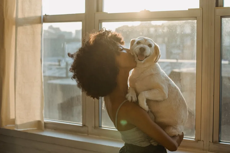 A person relaxing with a companion animal